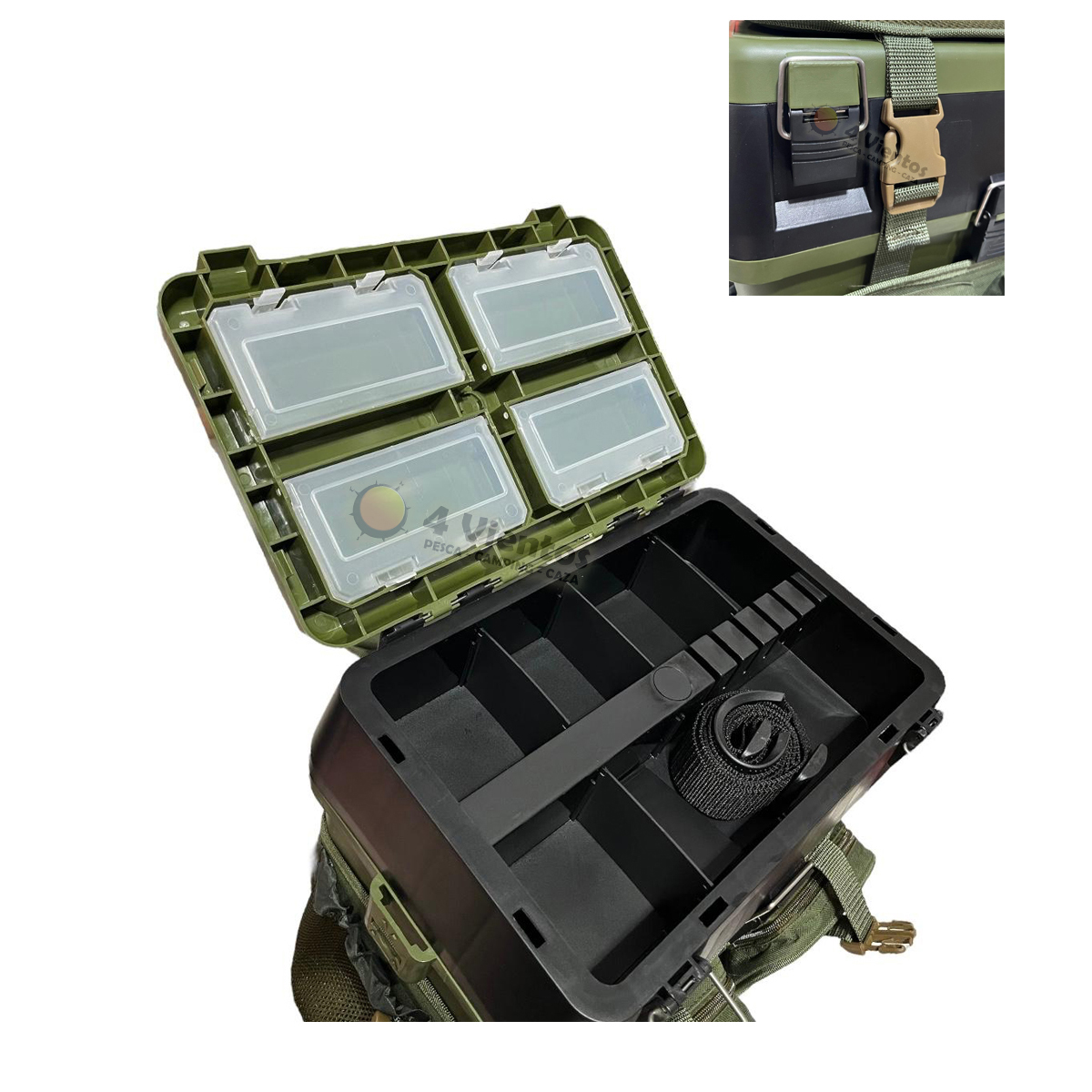 Caja de Pesca tipo Mochila con bolsillos y soporte 4 Caja de Pesca tipo Mochila con bolsillos y soporte - Imagen 4