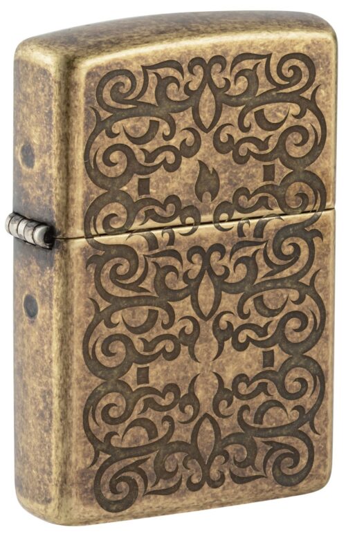 Encendedor Zippo Armor Tattoo Design Antique Brass 48484