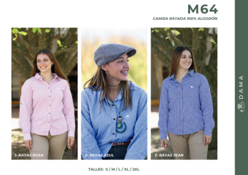 Camisa Rayada 100% Algodón Mulita Campo M64 Dama