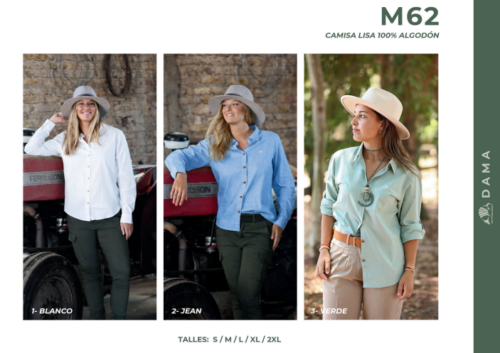 Camisa Lisa 100% Algodón Mulita Campo M62 Dama