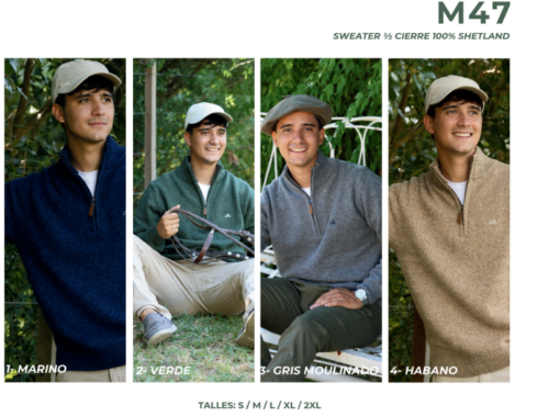 Sweater 1/2 Cierre 100% Shetland Mulita Campo M47