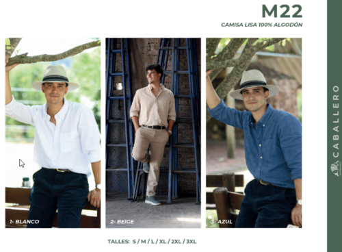 Camisa Lisa 100% Algodón Mulita Campo M22