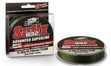 Multifilamento Sufix 832 Verde Limón 0.15mm a 0.48mm 120mts.