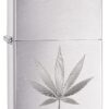 Encendedor Zippo Chrome Marijuana Leaf Design 29587
