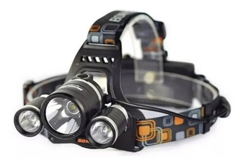 Linterna de cabeza súper potente led laterales color verde de 3W. Recargable.