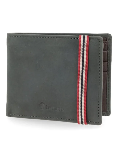 Billetera Cuero Nobuk con Elástico - Azul