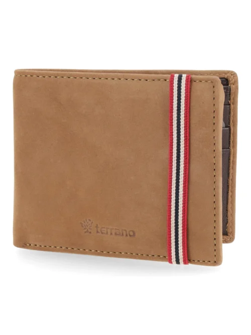 Billetera Cuero Nobuk con Elástico - Brandy