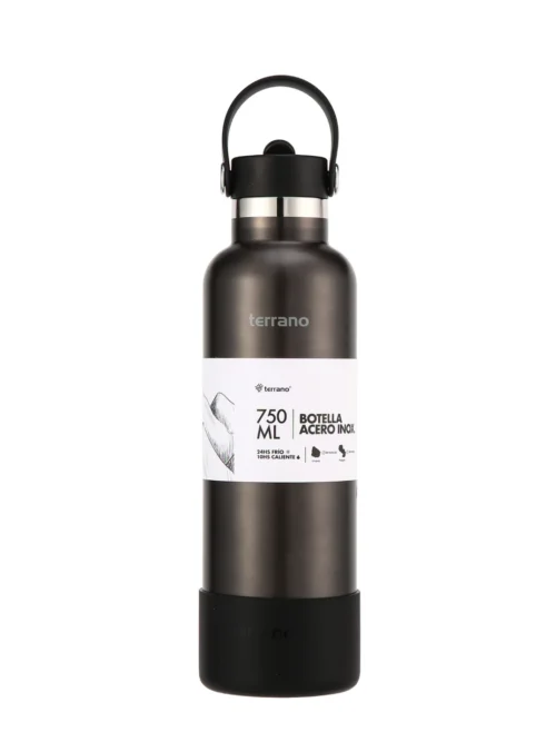 Botella Térmica con Pico 750mL. - Negro Metalizado