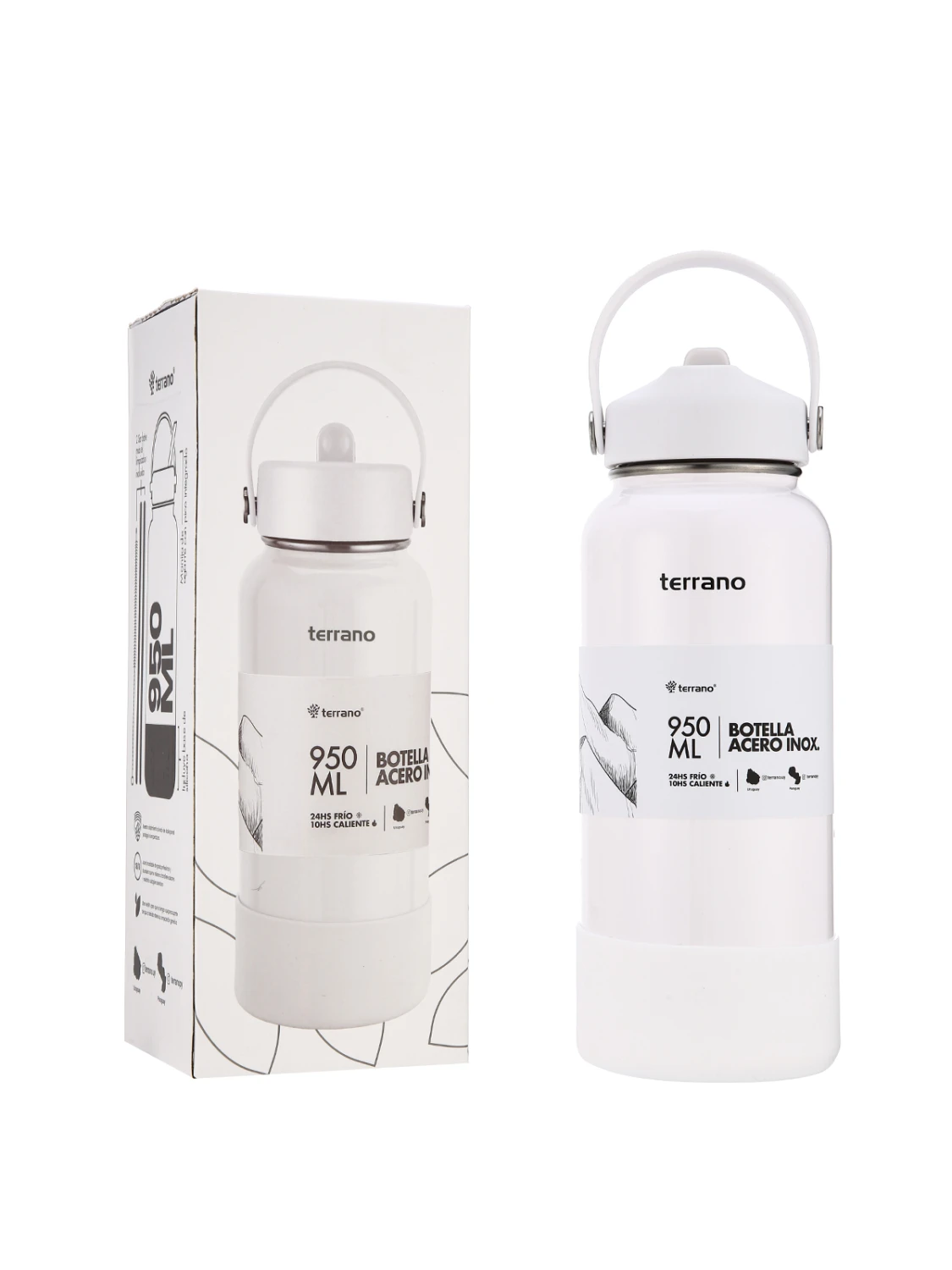 Botella Térmica con Pico 950mL. - Blanco Metalizado 2 Botella Térmica con Pico 950mL. - Blanco Metalizado - Imagen 2