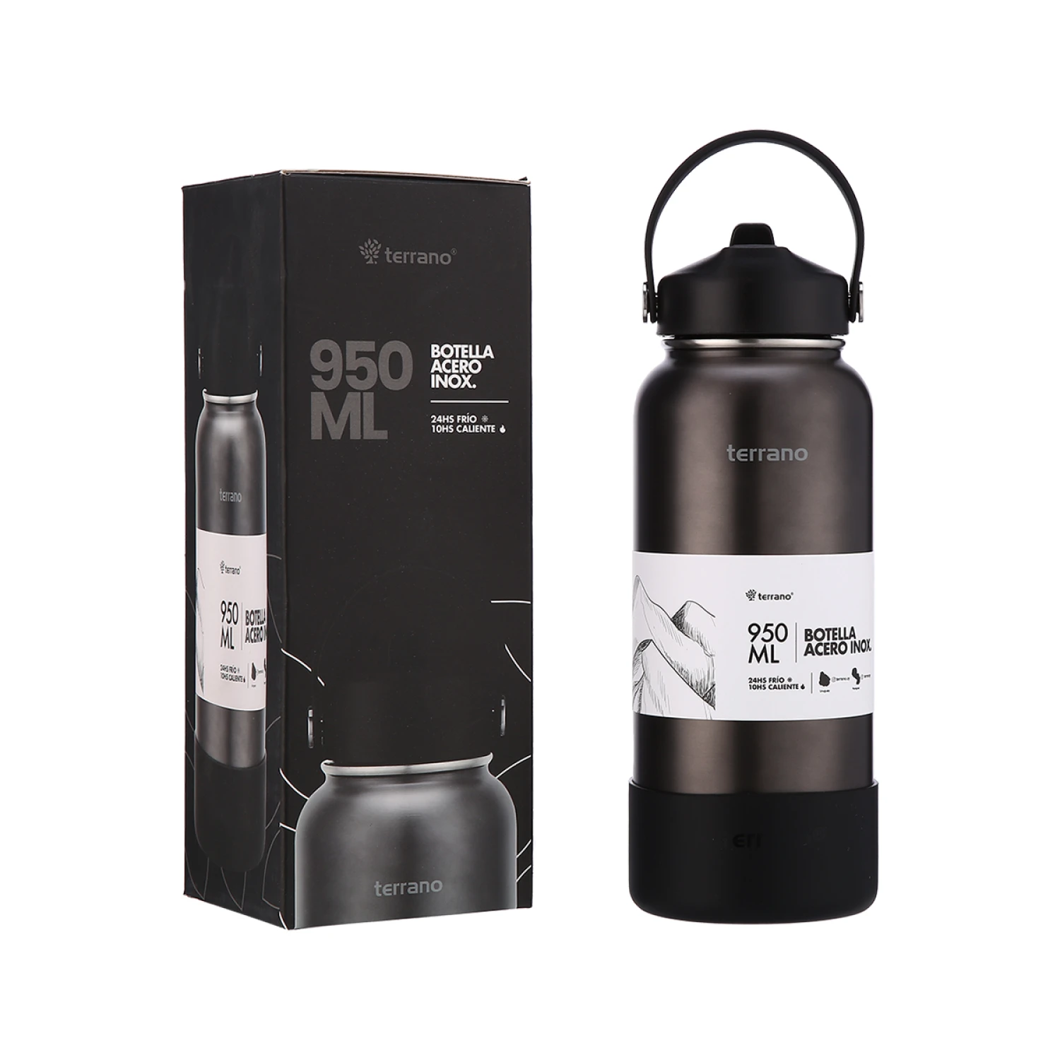 Botella Térmica con Pico 950mL. - Negro Metalizado 2 Botella Térmica con Pico 950mL. - Negro Metalizado - Imagen 2
