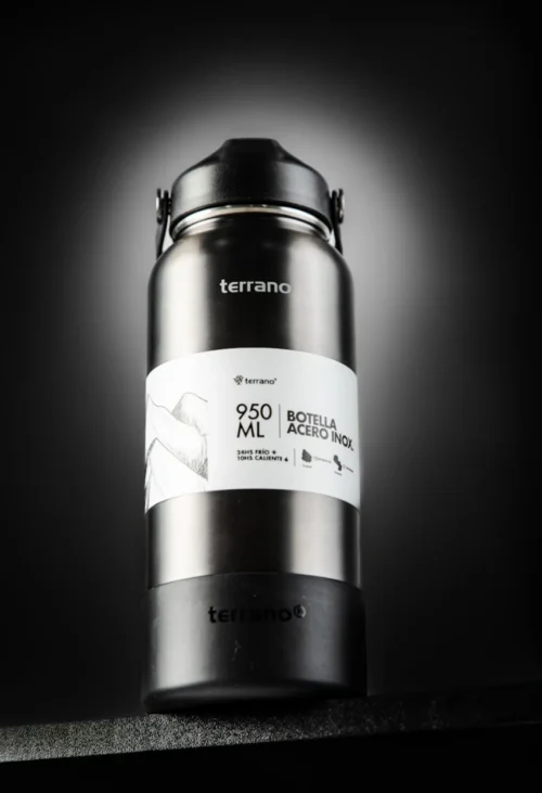 Botella Térmica con Pico 950mL. - Negro Metalizado