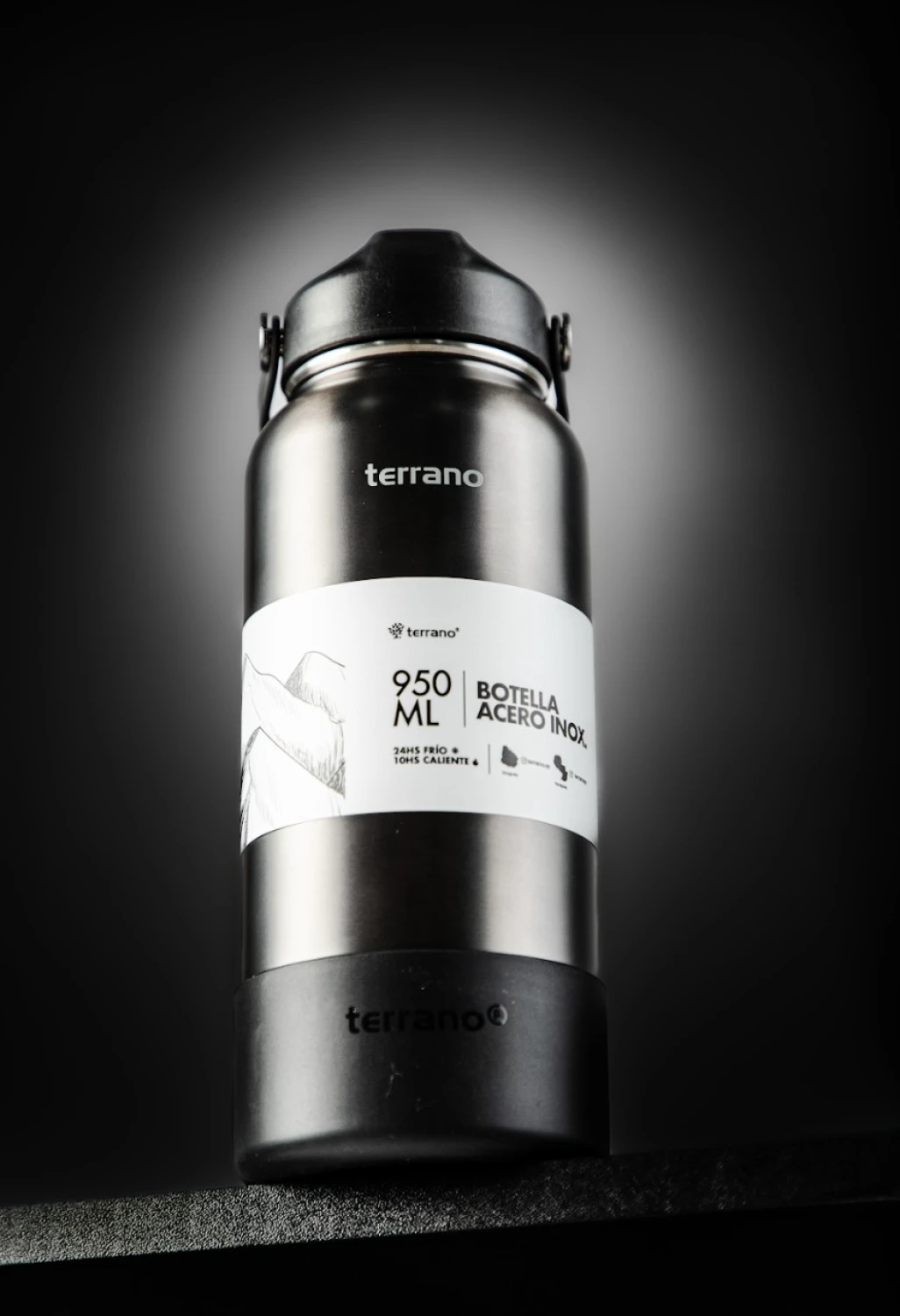 Botella Térmica con Pico 950mL. - Negro Metalizado 1 Botella Térmica con Pico 950mL. - Negro Metalizado