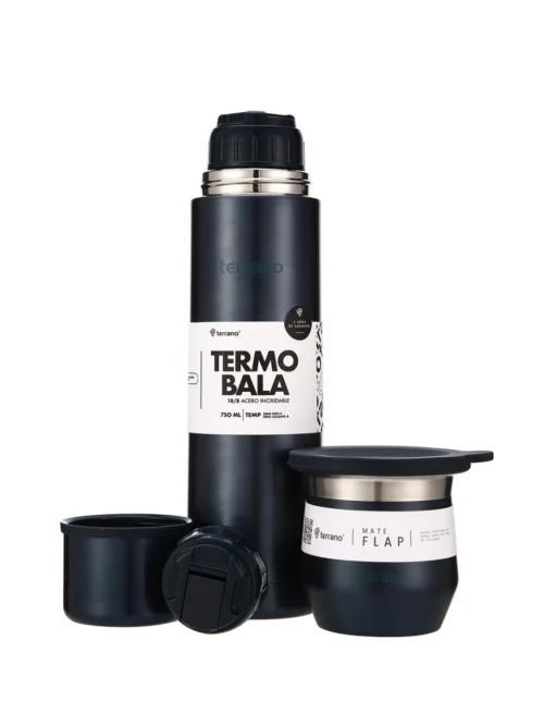 Kit Acero Bala Metalizado - 750mL + Mate Flap - Azul