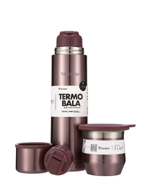 Kit Acero Bala Metalizado - 750mL + Mate Flap - Lila
