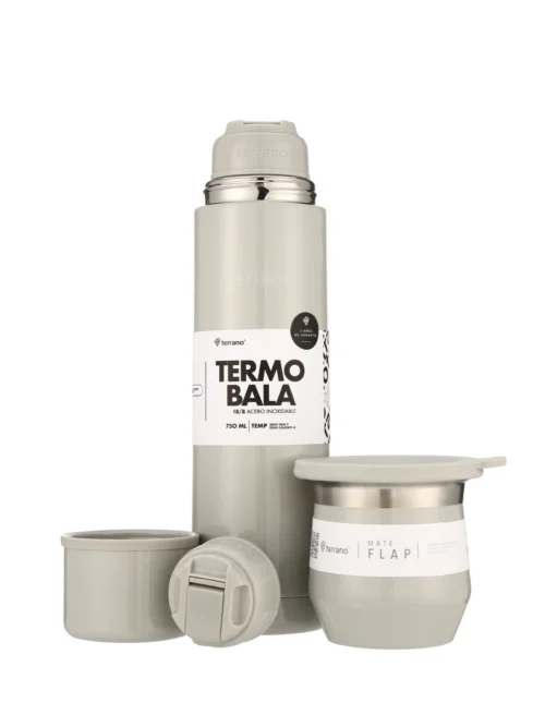 Kit Acero Bala Metalizado - 750mL + Mate Flap - Oliva