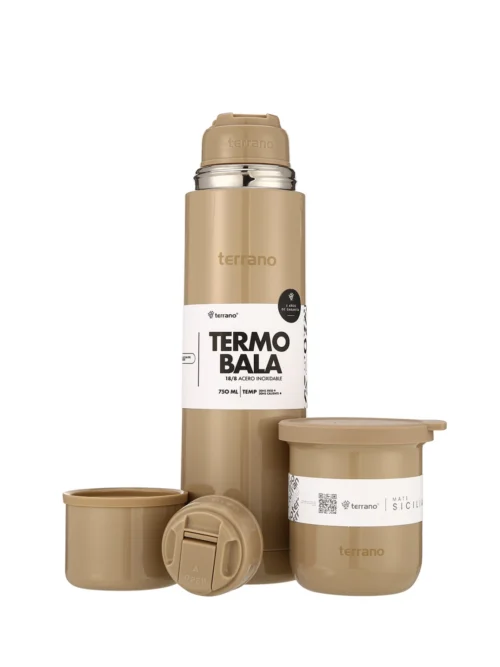 Kit Acero Bala Metalizado - 750mL + Mate Sicilia - Arena