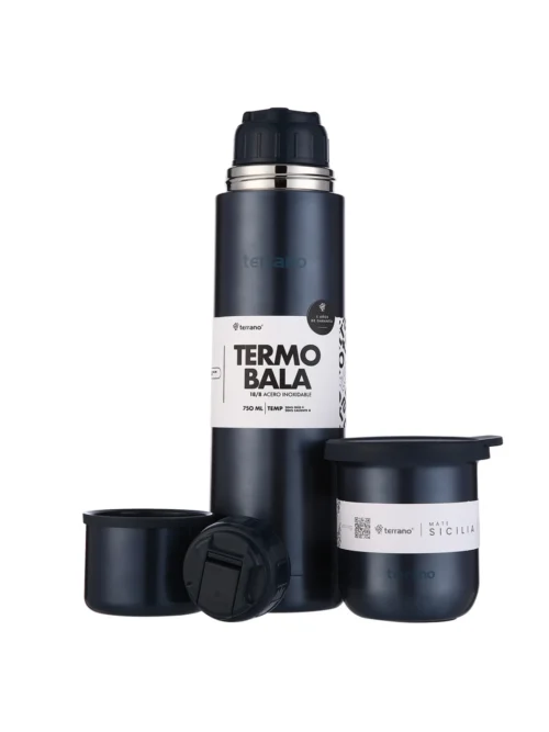 Kit Acero Bala Metalizado - 750mL + Mate Sicilia - Azul