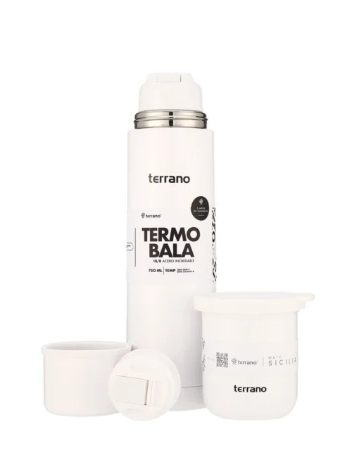 Kit Acero Bala Metalizado - 750mL + Mate Sicilia - Blanco