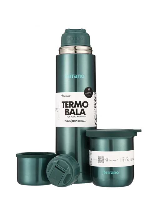 Kit Acero Bala Metalizado - 750mL + Mate Sicilia - Verde