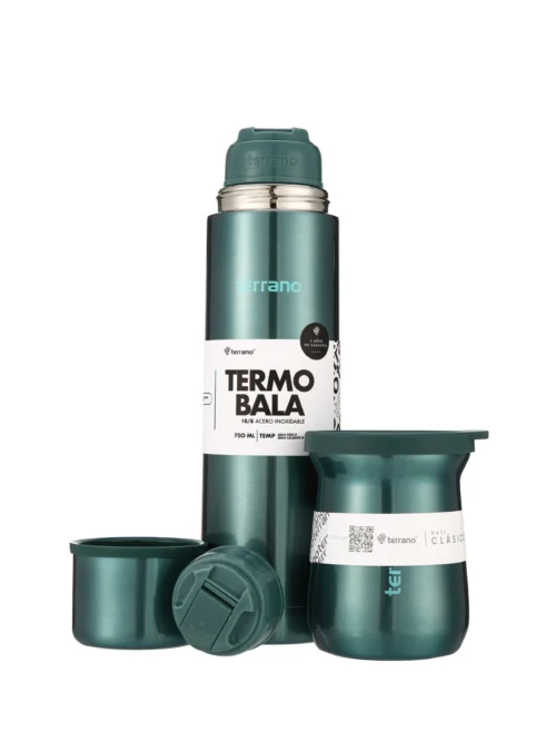 Kit Acero Bala Metalizado - 750mL + Mate Tradicional - Verde