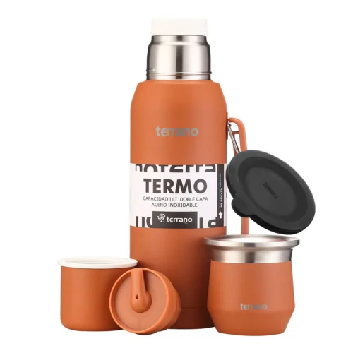 Kit Competo - Termo Acero 1LT + Mate Flap - Terracota
