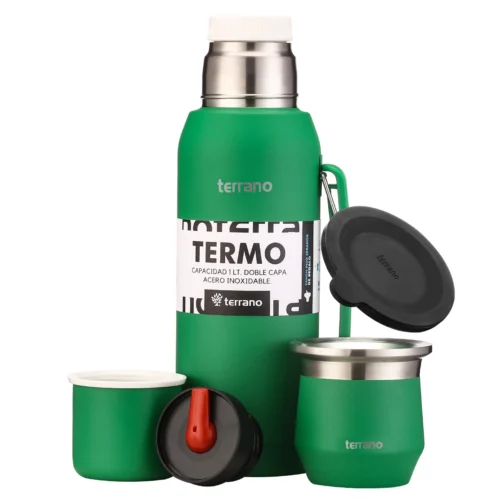 Kit Competo - Termo Acero 1LT + Mate Flap - Verde Brasil