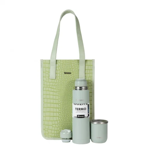 Kit Completo - Termo Bala 750ML+ Mate Sicilia + Matera Bolsito Croco - Verde