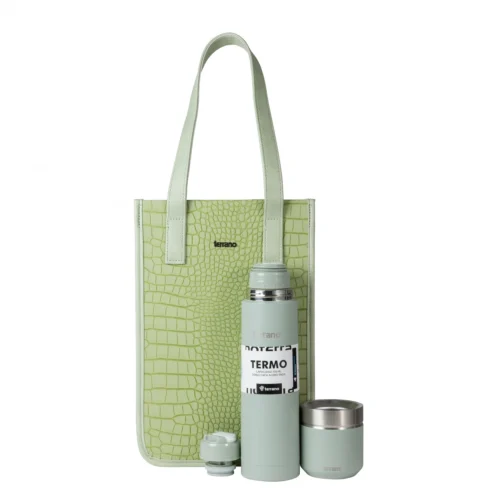 Kit Completo - Termo Bala + Mate Folkie + Matera Bolsito Croco - Verde