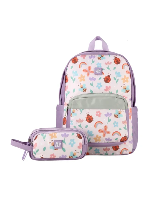 Kit Mochila + Cartuchera kids - Purple Flower