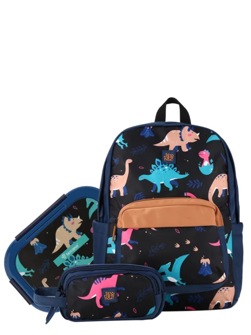 Kit Mochila + Cartuchera + PickBox Tupper - Dinosaurios