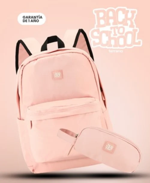 Kit Mochila y Cartuchera Essence - Rosado