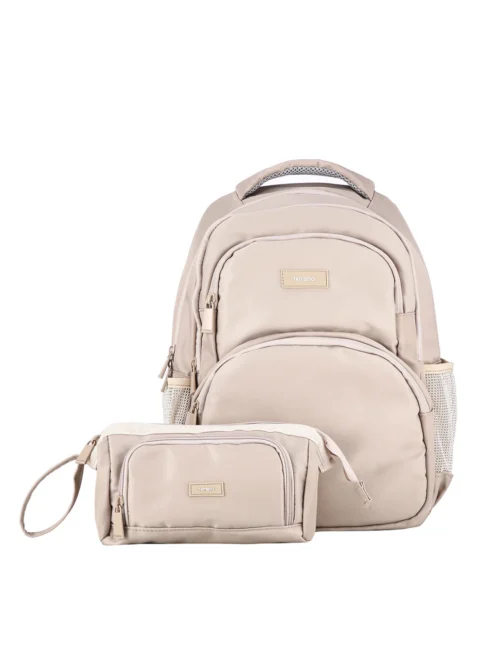 Kit Mochila y Cartuchera Quid AirFlow - Beige