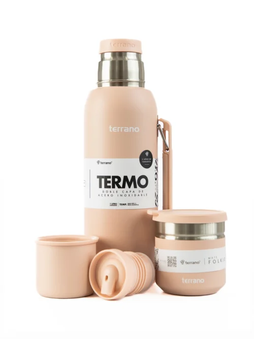 Kit Termo 1 LT Con Base De Silicona + Mate folkie - Rosado