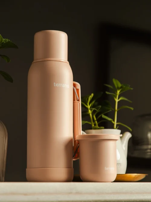 Kit Termo 1 LT Con Base De Silicona + Mate Sicilia - Rosado