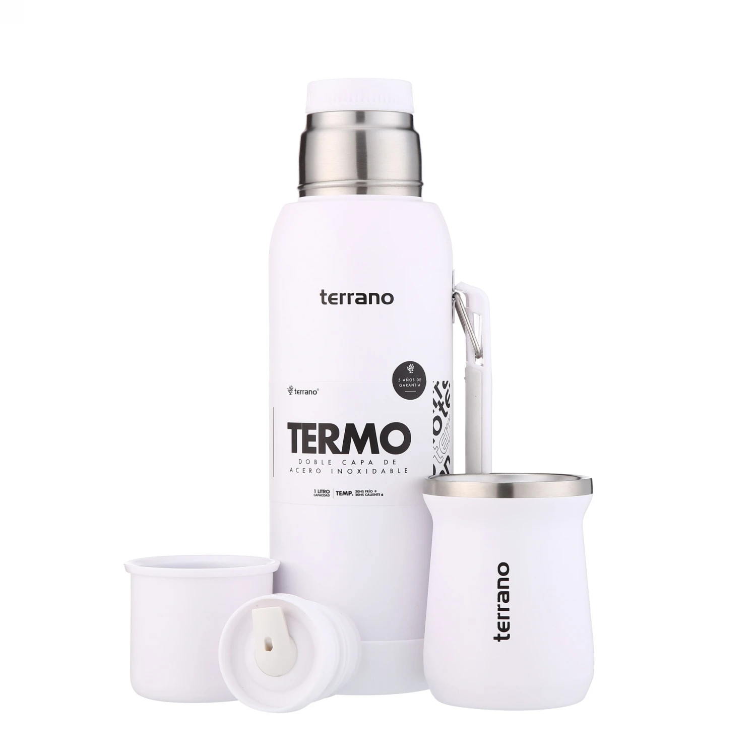 Kit Termo 1LT Con Base De Silicona + Mate de Acero Tradicional - Blanco 1 Kit Termo 1LT Con Base De Silicona + Mate de Acero Tradicional - Blanco