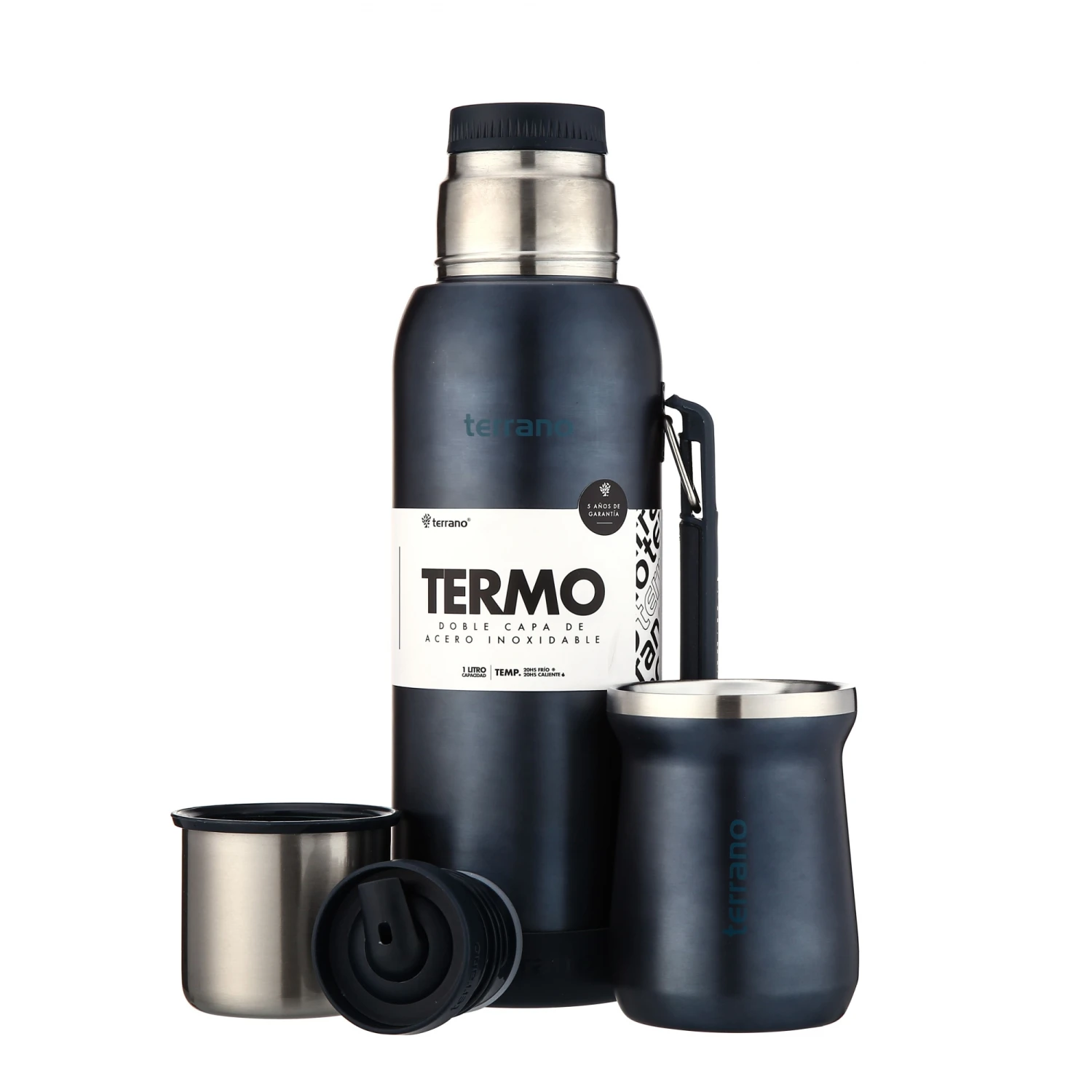 Kit Termo 1LT Con Base De Silicona + Mate de Acero Tradicional - Metalizado Azul 1 Kit Termo 1LT Con Base De Silicona + Mate de Acero Tradicional - Metalizado Azul