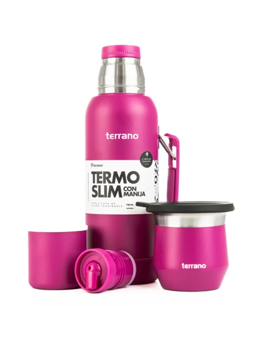 Kit Termo 750ML Con Base De Silicona + Mate Flap - Violeta