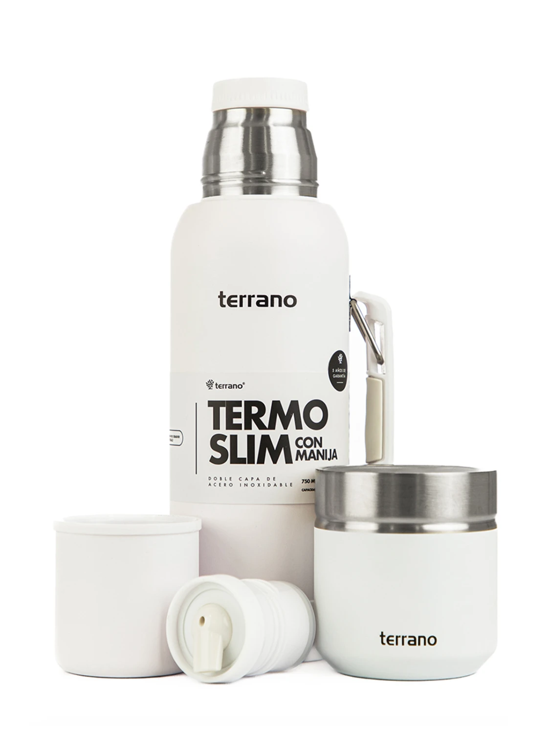 Kit Termo 750ML Con Base De Silicona + Mate Folkie - Blanco 1 Kit Termo 750ML Con Base De Silicona + Mate Folkie - Blanco