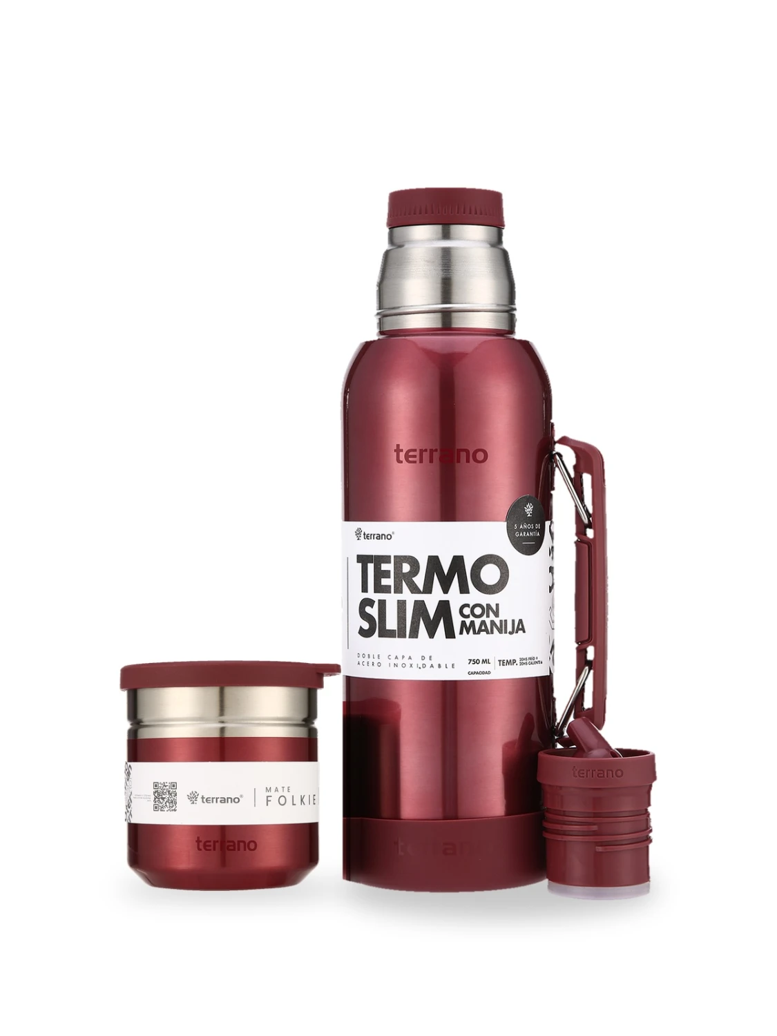 Kit Termo 750ML Con Base De Silicona + Mate Folkie - Rojo Metalizado 1 Kit Termo 750ML Con Base De Silicona + Mate Folkie - Rojo Metalizado