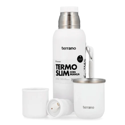 Kit Termo 750ML Con Base De Silicona + Mate Sicilia - Blanco