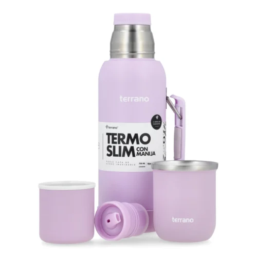 Kit Termo 750ML Con Base De Silicona + Mate Sicilia - Lila
