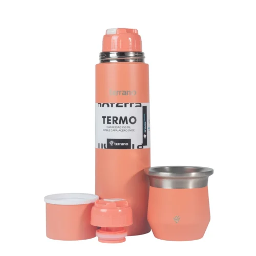 Kit Termo Acero Bala 750mL + Mate Flap - Coral