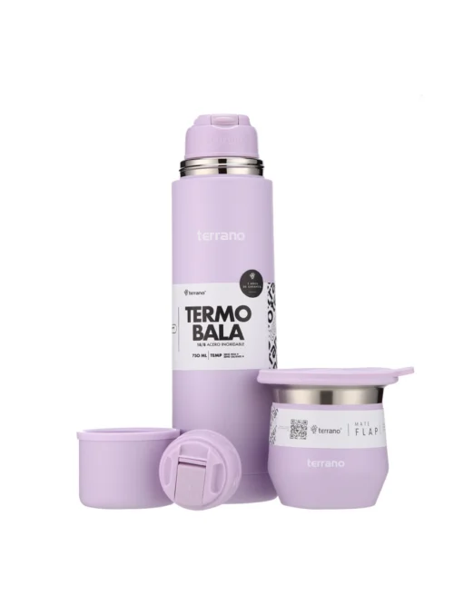 Kit Termo Acero Bala 750mL + Mate Flap - Lila