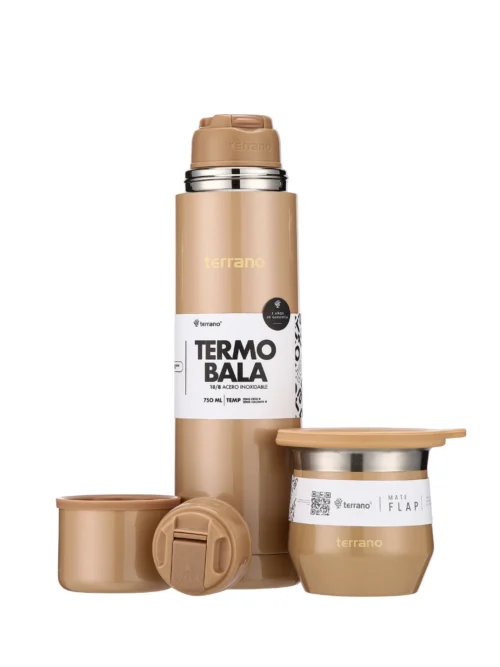 Kit Termo Acero Bala 750mL + Mate Flap - Oro