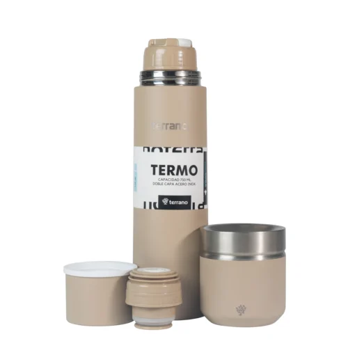 Kit Termo Acero Bala 750mL + Mate Folkie - Arena