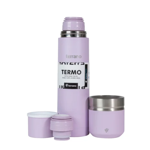 Kit Termo Acero Bala 750mL + Mate Folkie - Lila