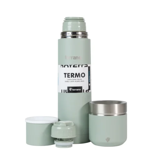 Kit Termo Acero Bala 750mL + Mate Folkie - Oliva