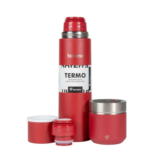Kit Termo Acero Bala 750mL + Mate Folkie - Rojo