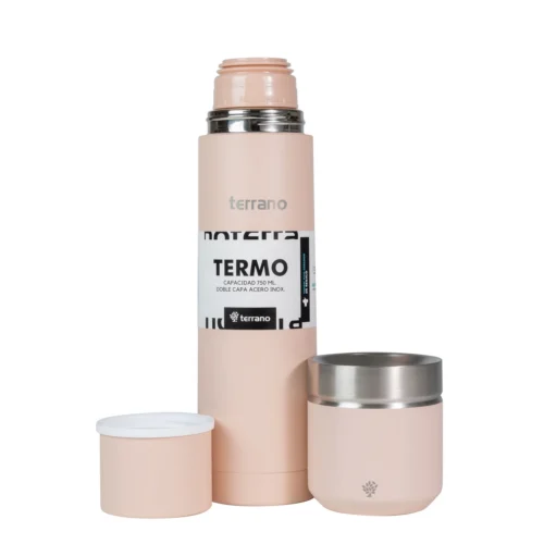 Kit Termo Acero Bala 750mL + Mate Folkie - Rosado