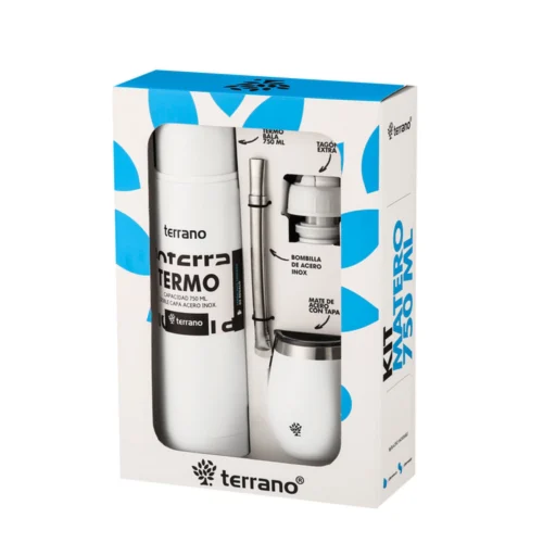 Kit Termo Bala + Mate con bombilla - Blanco
